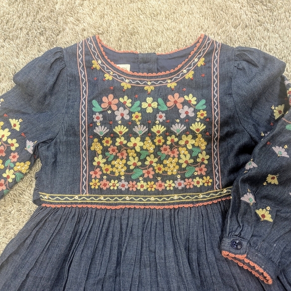Monsoon Chambray Embroidered Dress - Picture 2 of 4